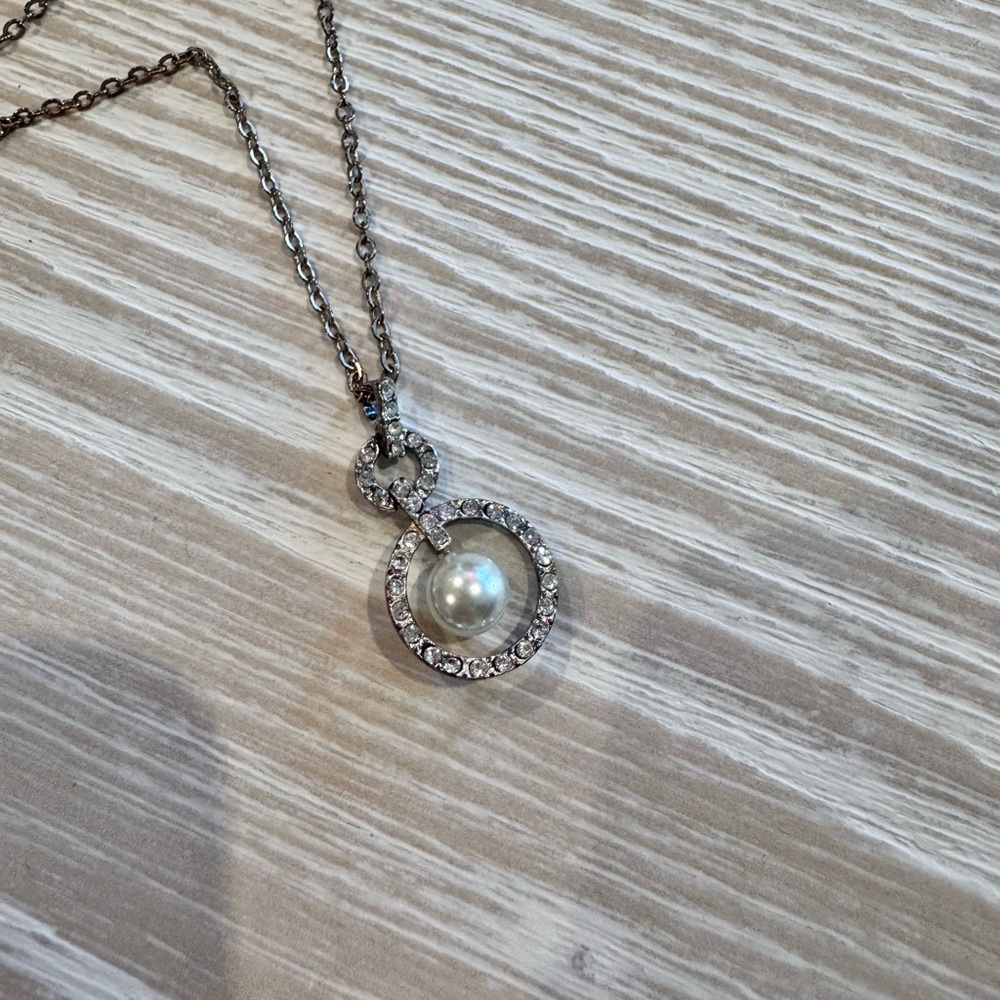 Cubic Zirconia Pearl Elegant Evening Necklace